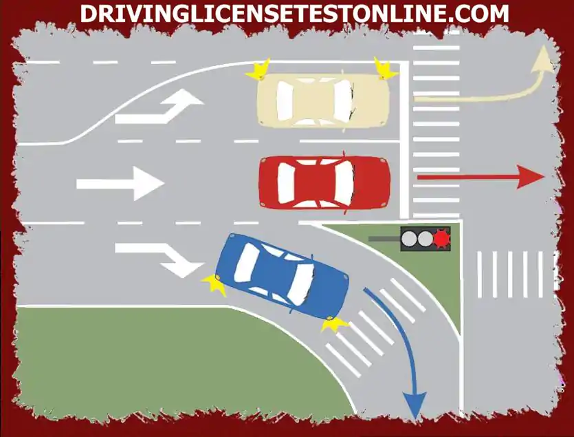 أي سيارة تواصل السير عبر التقاطع ?