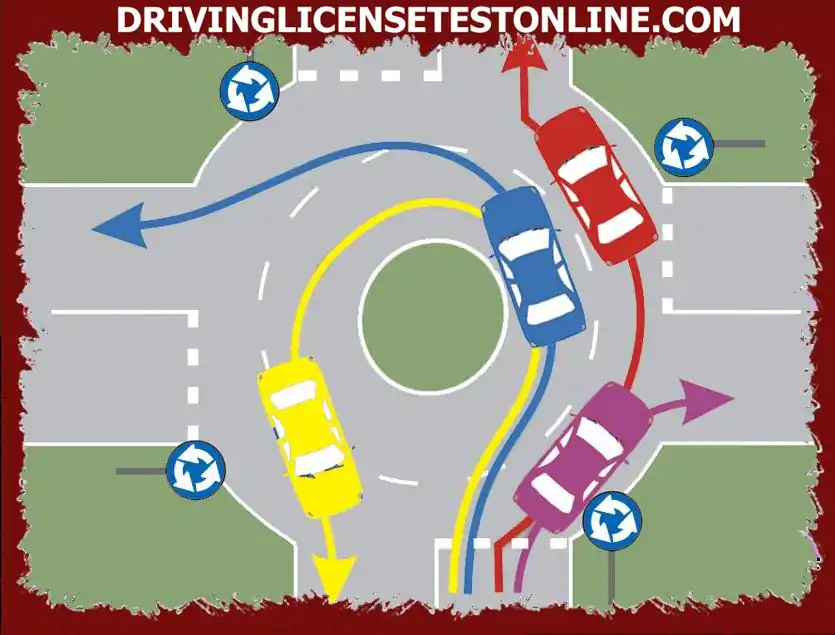 أي من السيارات في الصورة تسير بشكل صحيح عند التقاطع ?