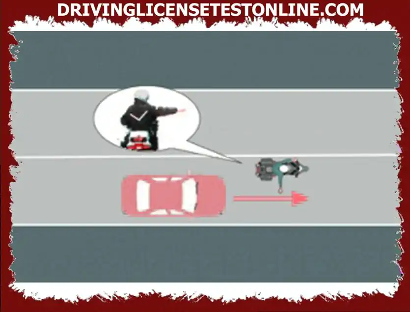 Cómo debe proceder el conductor ante la señal del policía en la imagen ?