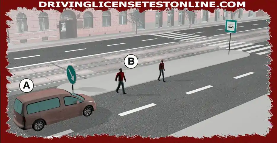 Can a pedestrian cross the sidewalk island and the sidewalk closer to it near the...