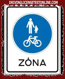 표지판이 있는 도로에서 자전거 통행이 허용되는 구역 내 자전거...