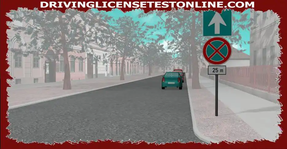 Care este distanța de oprire a mersului pe bicicletă pe șosea după semnul din imaginea ?