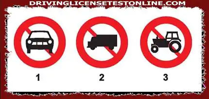 Sign 1 is forbidding cars (including trucks)
Section 2 is forbidding trucks (from 1,5 tons...
