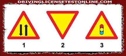Знак 1 е знак, указващ идването на двупосочен път 
 Сигнал 2 е кръстовище с приоритетни пътища 
 Сигнал 3 е знак за кръстовище със светлинни сигнали