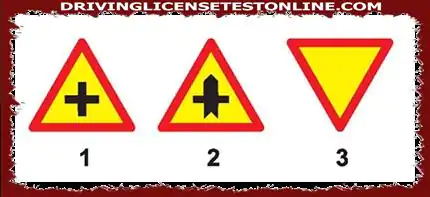 Sign 1 is an intersection sign of roads of the same level
Signal 2 is a sign that intersects...