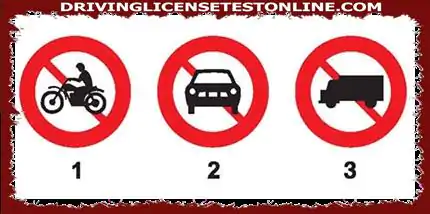 El letrero 1 prohíbe las motocicletas 
 La sección 2 prohíbe los automóviles prohíbe...