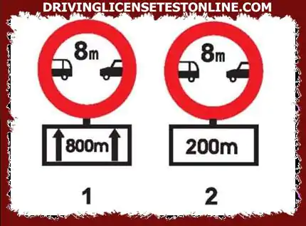 Both signs (excluding sub-plates) signal the minimum distance between the two vehicles...
