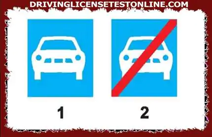 Skylt 1 är ett vägmärke för bilar 
 Signal 2 är ett tecken för slutet av vägen för bilar 
