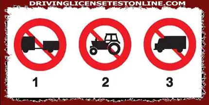 El letrero 1 es un letrero que prohíbe automóviles, tractores que tiran de remolques...