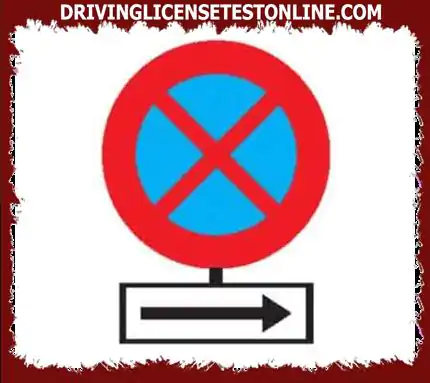 Znak koji zabranjuje zaustavljanje, parkiranje i pomoćni znak koji pokazuje smjer učinka...
