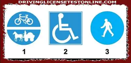Skylt 1 är ett vägskylt för rudimentära fordon 
 Signal 2 är ett skylt för handikapparkering 
 Signal 3 är ett skylt för fotgängare