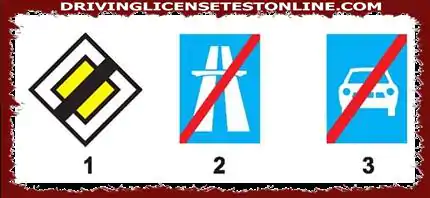 Sign 1 is the end of priority road sign
Signal 2 is the end of highway sign
Signal 3 is an end of road sign for cars