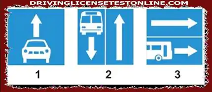 Skylt 1 är ett körskylt exklusivt för bilar 
 Signal 2 är ett vägskylt med körfält...