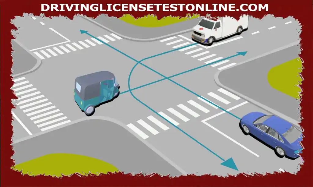 Order: The vehicle that enters the intersection first will go first even though there is a...