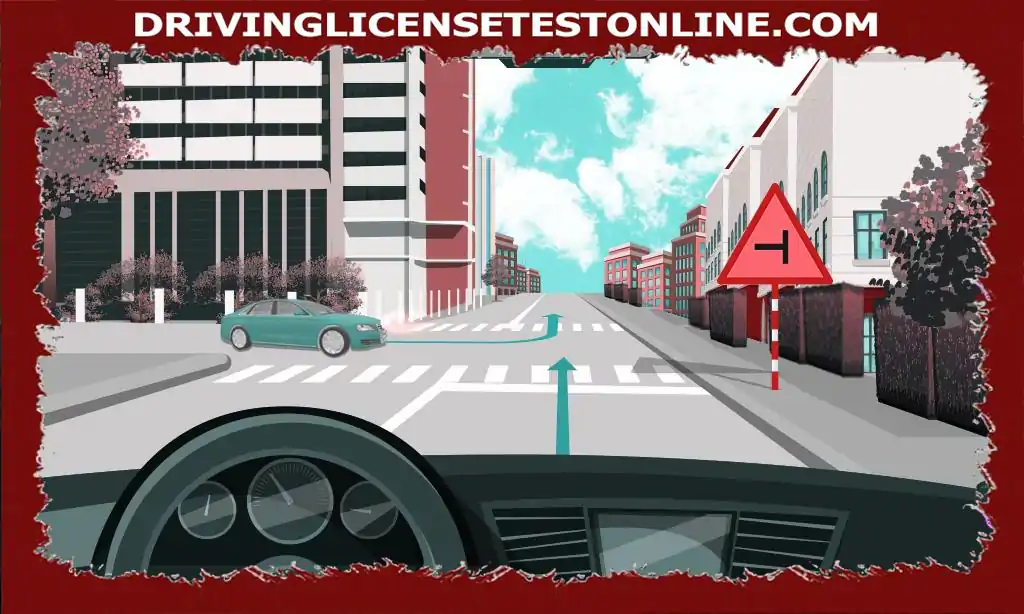 The driver must give way because the car enters the intersection first (crossed the line).
