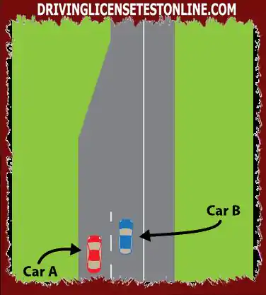 Sellel maanteel ühendub kaks rada üheks . Milline auto peab siin teed andma ?