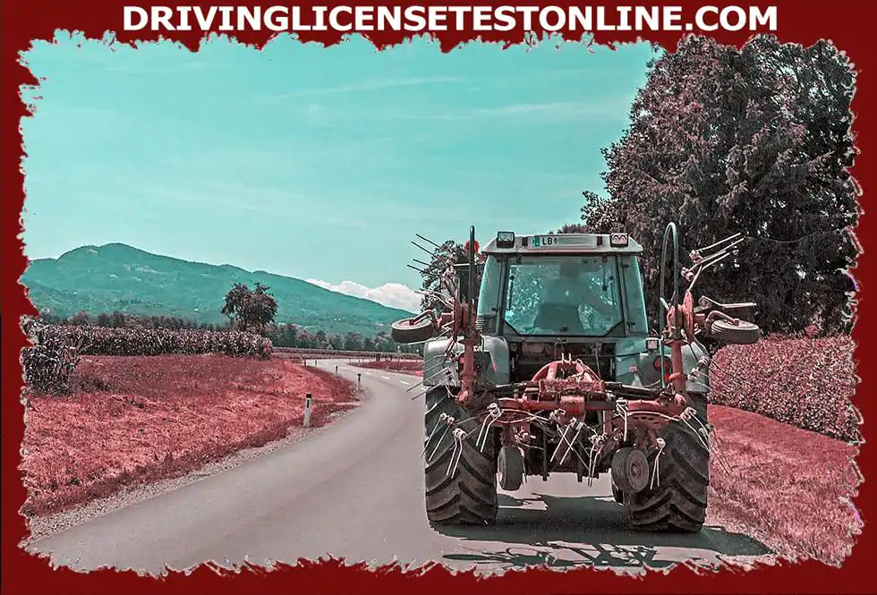 You are riding your motorcycle . The tractor has been driving for a long time with the...