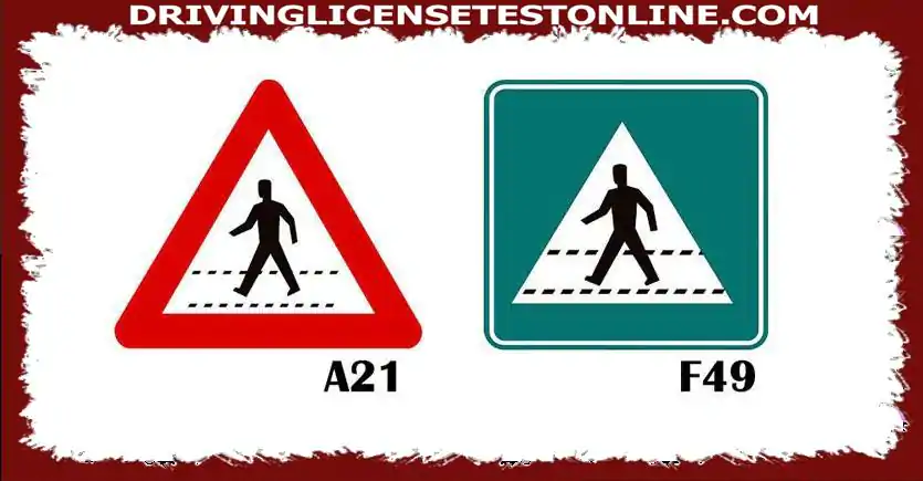 Tieto dva signály ohlasujú priechod pre chodcov ., ktorý je v bezprostrednej blízkosti :