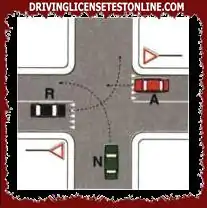 A l'intersection indiquée, le véhicule N n'est pas tenu de ralentir et de faire preuve de prudence