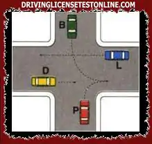 Arrivé à l'intersection illustrée, le véhicule B attend le passage des véhicules P et D