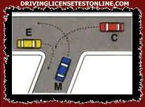 Ajoneuvojen on ylitettävä esitetty risteys, ja ne kulkevat seuraavassa järjestyksessä: : E, C, M