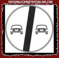 The sign shown does not allow overtaking if the solid stripe has to be crossed