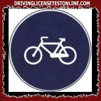 The sign shown is placed in correspondence with a lane reserved for bicycles