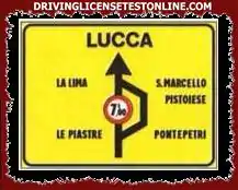 The sign shown indicates to all vehicles that it is not possible to go straight on to Lucca