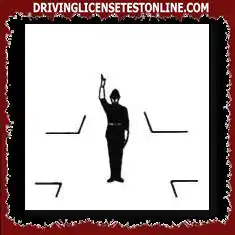 The position of the policeman with his arm raised as in the figure is equivalent to the red light of the traffic light