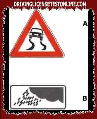 A- , նշանը B- , վահանակի հետ միասին կանխատեսում է անձրևի դեպքում հատկապես սայթաքուն մակերեսով ճանապարհ