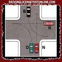 According to the rules of precedence at the intersection shown in the figure, vehicle B must...