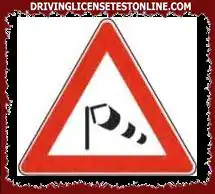 In the event of a strong side wind, the signal shown announces possible skidding of vehicles...