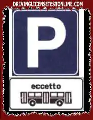 Знакът на снимката показва, че всички превозни средства с изключение на автобусите могат да паркират