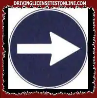The sign shown indicates mandatory direction to the right