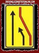 The sign shown indicates narrowing of the carriageway due to work in progress