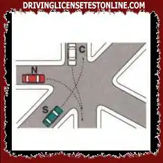 At the intersection shown in the figure, vehicle C passes first