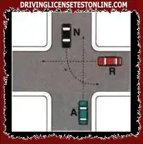 At the intersection shown in the figure, the driver of vehicle N ends the crossing of the intersection last