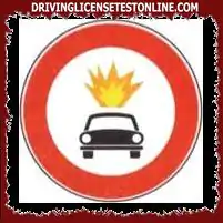 The sign shown prohibits the transit of vehicles carrying easily flammable products