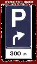 The sign shown indicates a prohibited parking in the direction of the arrow