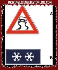 A- , նշանը B- , վահանակի հետ համատեղ կանխատեսում է ճանապարհի մի հատված, որի վրա , մասնավորապես եղանակային պայմաններում , հավանական է սառույցի առկայությունը