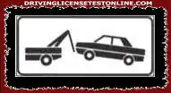 The supplementary panel shown indicates that the vehicle left parked can be taken away by the tow truck