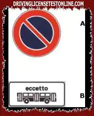 Biển báo A-, tích hợp với bảng B-, cho phép xe buýt dừng lại