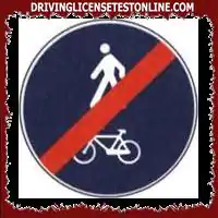 The sign shown is placed in correspondence with a path reserved for pedestrians and bicycles