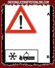 信號 A- 與面板 B- 集成在一起，表明道路上可能存在正在工作的掃雪機