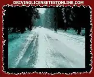 Εάν πρέπει να οδηγήσετε σε χιονισμένο δρόμο, όπως αυτός που φαίνεται στη φωτογραφία, μεταξύ άλλων μέτρων ασφαλείας, πρέπει να . . .