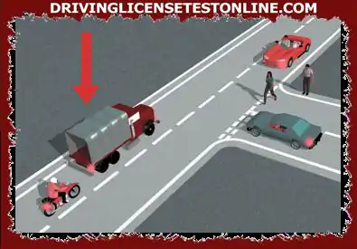 You are waiting to turn right on this truck (arrow). What risk should you be most aware of ?