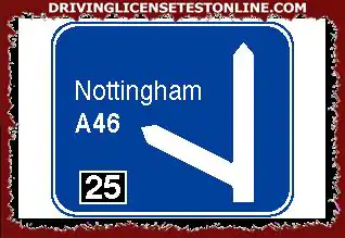 이 고속도로 표지판에서 '25'는 무엇을 의미합니까?