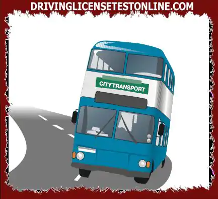 What should you be especially aware of while driving a double-decker bus on a road with a...