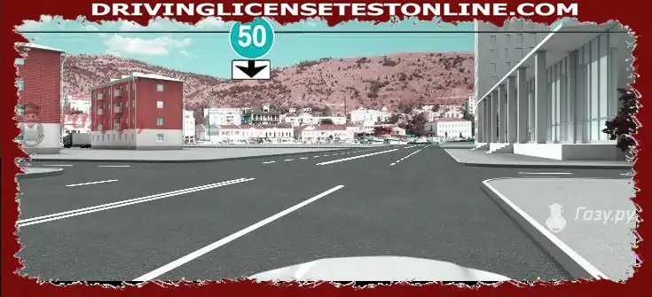 At what speed can you continue driving in the settlement on the right lane ?