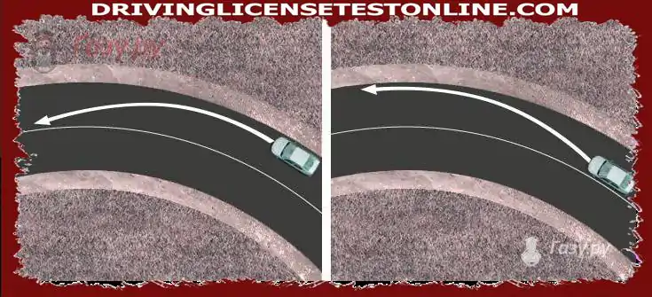 في أي صورة يقوم السائق بالانعطاف يسارًا على طول المسار الذي يوفر أكبر قدر من السلامة المرورية ?